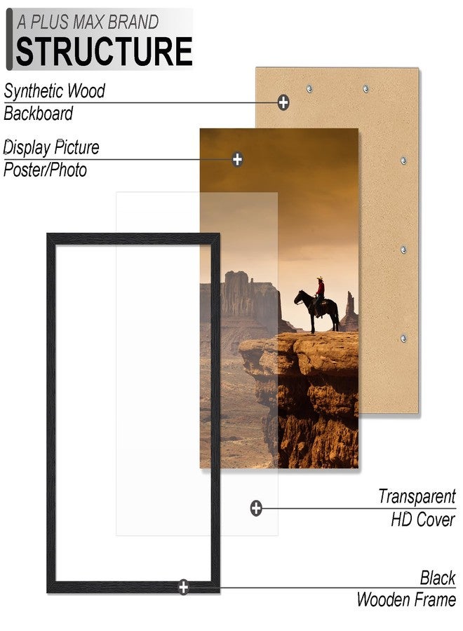 A PLUS MAX 14x20 Picture Frame, Black Engineered Wood Frame for 14 x 20 Inch Picture Poster Photo, Light Weight 14 by 20 Frame with Wood-grain for Wall - 1 Pack/Black/14 x20 - Image 3